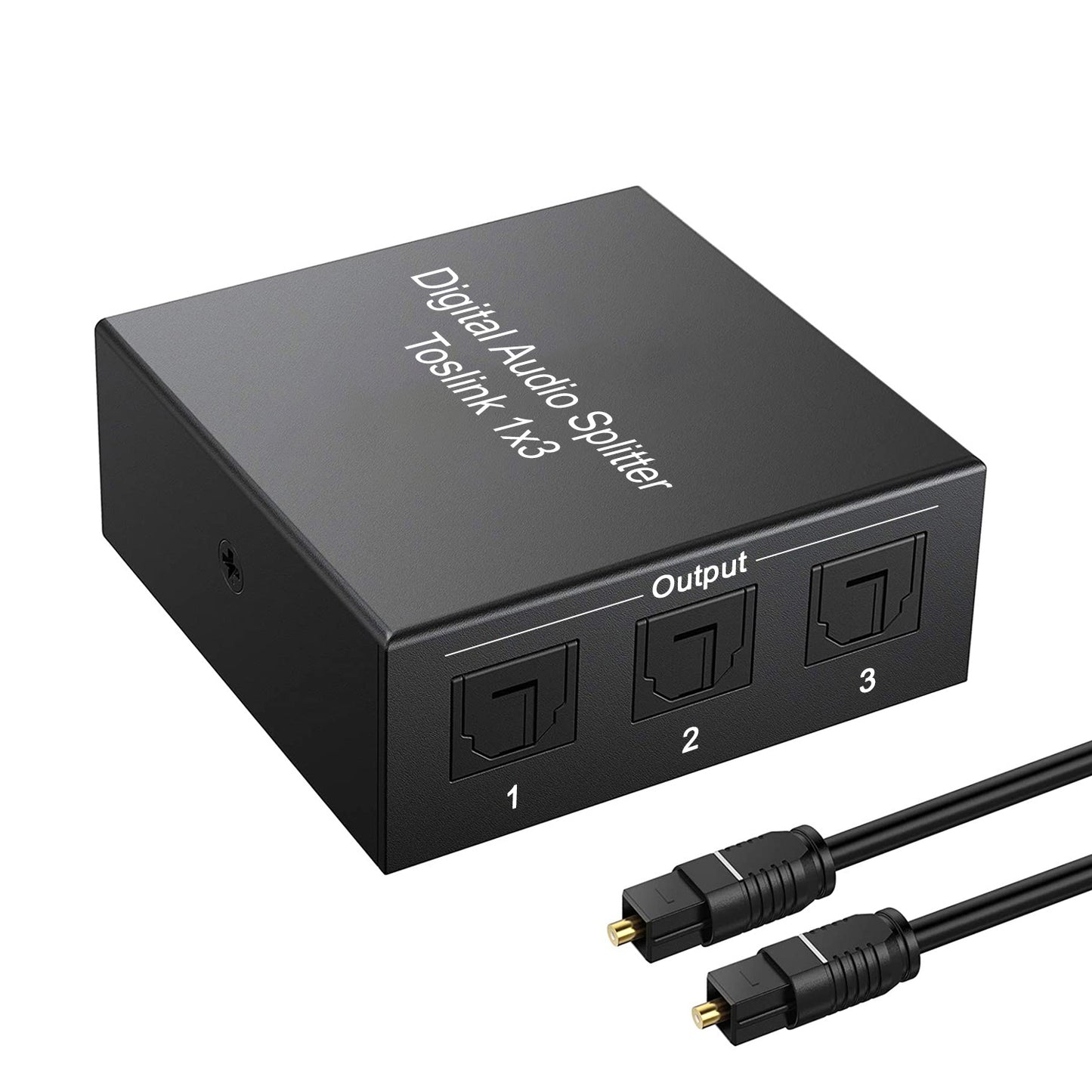 Dacimora Optical Audio Splitter 1x3,Digital Optical Splitter 1 in 3 with IR Remote/Power Adapter Support PCM2.0 5.1CH DTS AC3