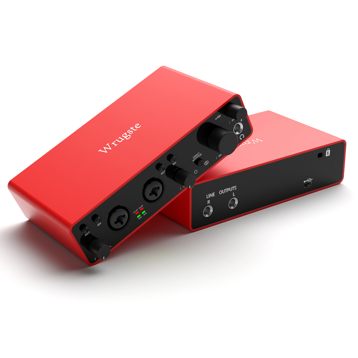 2i2 USB Audio Interface for Recording Podcasting,Streaming,Recording, Songwriting, Streaming and Podcasting,Plug and Play,Noise-Free,XLR Audio Interface (Red)