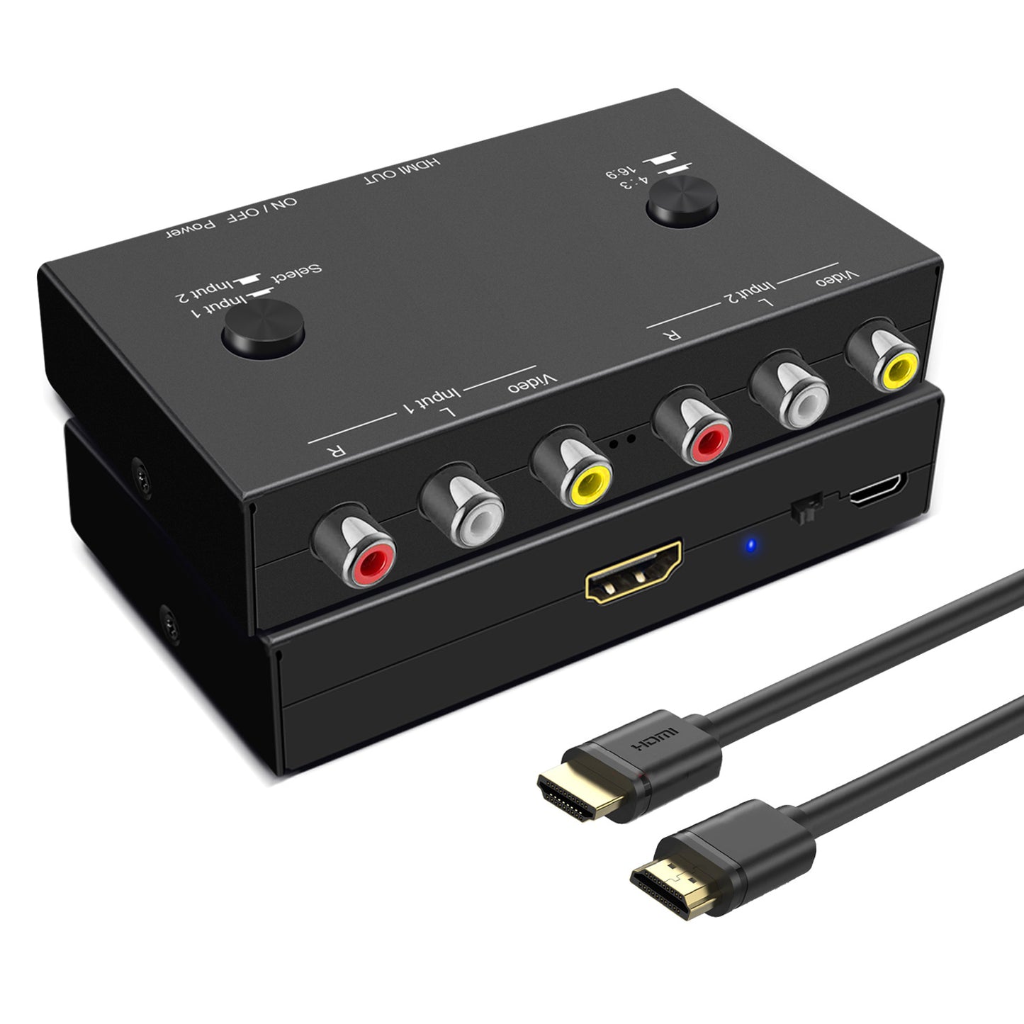 Dacimora 2 RCA zu HDMI, Dual RCA zu HDMI Adapter Konverter, unterstützt 720P/1080P (30HZ/60HZ) Kompatibel mit WII, N64, PS1, PS2, PS3, VHS, VCR DVD Player