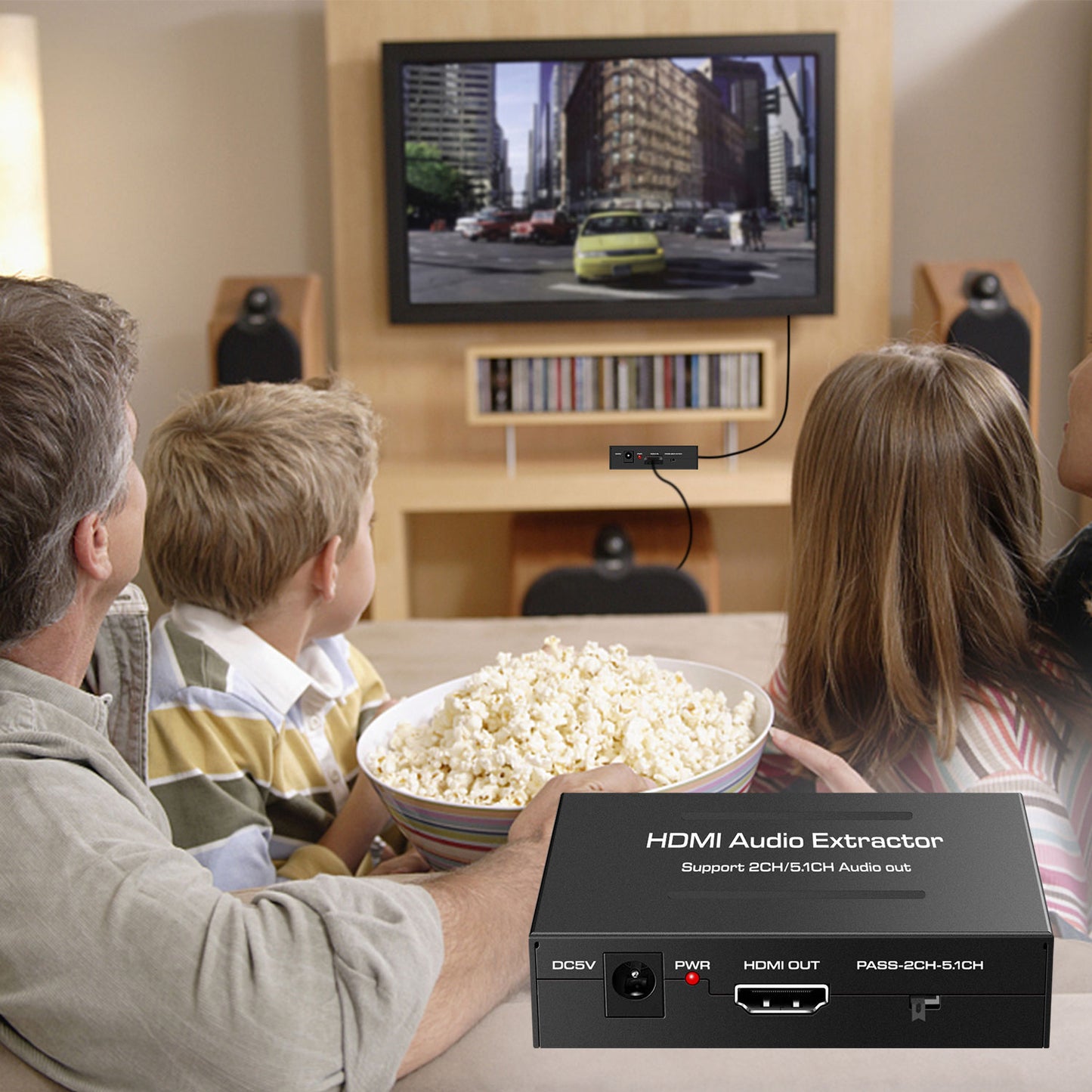 Dacimora HDMI Audio Extractor,HDMI Audio Converter to 3.5mm AUX Audio/Optical 5.1 CH/4k UHD Supports HDCP Dolby Digital DTS 5.1 PCM